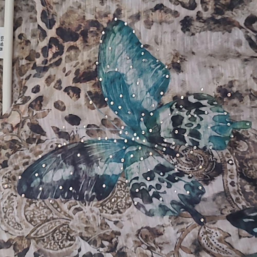 TIME AND TRU Teal Butterfly Print Tee Size M (8-10) - Picture 7 of 8